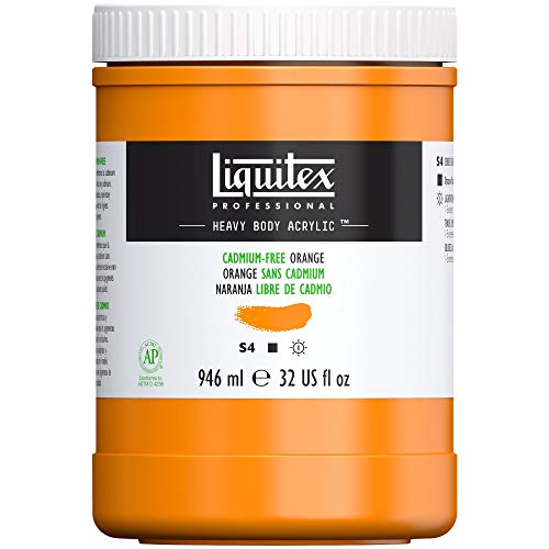 Liquitex 4413892 Professional Heavy Body Acrylfarbe in Künstlerqualität mit ausgezeichneter Lichtechtheit in buttriger Konsistenz, 946ml Topf - Kadmiumfrei Orange von Liquitex