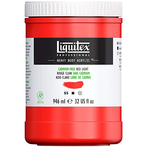 Liquitex 4413893 Professional Heavy Body Acrylfarbe in Künstlerqualität mit ausgezeichneter Lichtechtheit in buttriger Konsistenz, 946ml Topf - Kadmiumfrei Rot hell von Liquitex