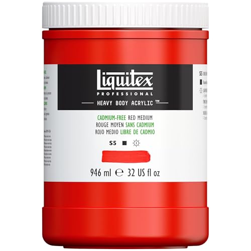 Liquitex 4413894 Professional Heavy Body Acrylfarbe in Künstlerqualität mit ausgezeichneter Lichtechtheit in buttriger Konsistenz, 946ml Topf - Kadmiumfrei Rot mittel von Liquitex