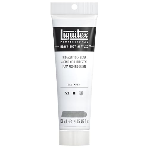 Liquitex 4417239 Professional Heavy Body Acrylfarbe in Künstlerqualität mit ausgezeichneter Lichtechtheit in buttriger Konsistenz, 138ml Tube - Irisierendes Sattes Silber von Liquitex