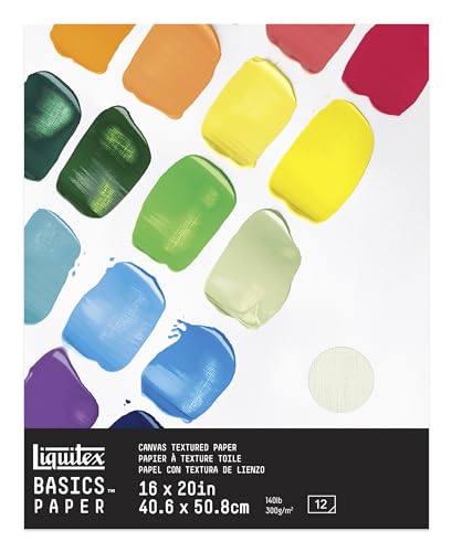 Liquitex 4602006 Basics Acrylpapier - Malblock für Acrylfarben, 12 Blatt weiß, 300 g/m² schweres Malpapier für Acrylmalerei, 100% säurefrei mit Leinwandprägung - 40,6 x 50,8cm von Liquitex