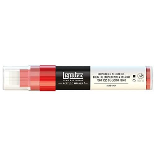 Liquitex 4610151 Professional Paint Acrylfarben Marker, Künstlerpigmente zum Zeichen, Malen auf Papier, Leinwand, Textilien, breite Spitze, Strichstärke 8 - 15 mm - Kadmium - Rot mittel Imit. Nr. 4 von Liquitex