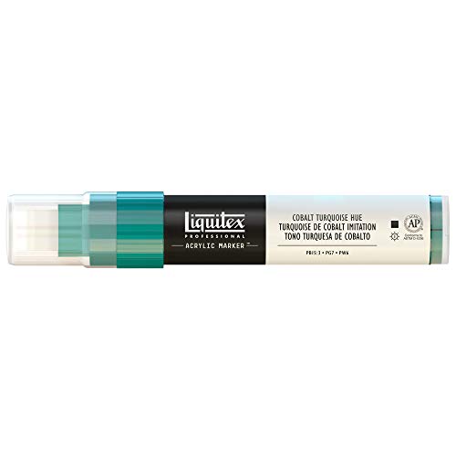Liquitex 4610169 Professional Paint Marker, Acrylmarker mit hochpigmentierte Acrylfarbe auf Wasserbasis für den Innenbereich & Außenbereich, breite Spitze - Kobalttürkis Farbton von Liquitex