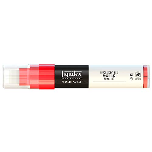 Liquitex 4610983 Professional Paint Acrylfarben Marker, Künstlerpigmente zum Zeichen, Malen auf Papier, Leinwand, Textilien, breite Spitze, Strichstärke 8 - 15 mm - Rot fluoreszierend von Liquitex