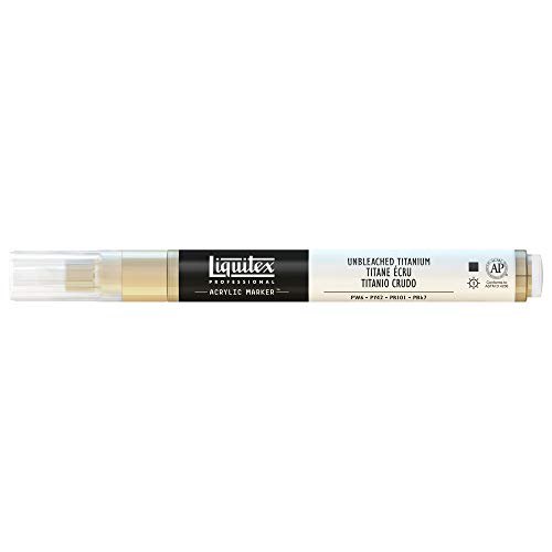 Liquitex 4620434 Professional Paint Marker, Acrylmarker mit hochpigmentierte Acrylfarbe auf Wasserbasis für den Innenbereich & Außenbereich, feine Spitze - Ungebleichtes Titan von Liquitex