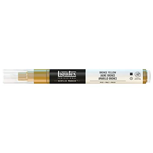 Liquitex 4620530 Professional Paint Marker, Acrylmarker mit hochpigmentierte Acrylfarbe auf Wasserbasis für den Innenbereich & Außenbereich, feine Spitze - Bronzegelb von Liquitex