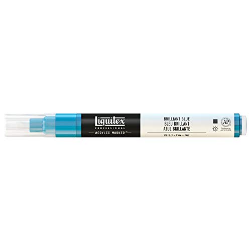 Liquitex 4620570 Professional Paint Marker, Acrylmarker mit hochpigmentierte Acrylfarbe auf Wasserbasis für den Innenbereich & Außenbereich, feine Spitze - Brillantblau von Liquitex