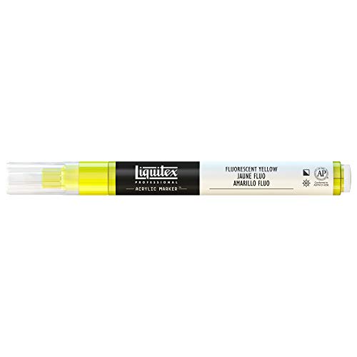 Liquitex 4620981 Professional Paint Marker, Acrylmarker mit hochpigmentierte Acrylfarbe auf Wasserbasis für den Innenbereich & Außenbereich, feine Spitze - Gelb fluoreszierend von Liquitex
