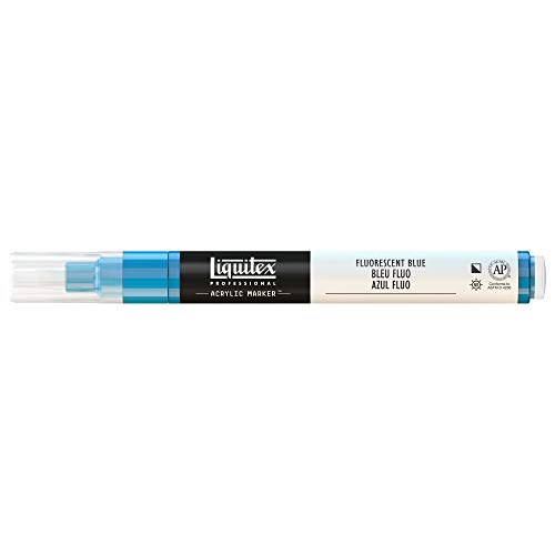Liquitex 4620984 Professional Paint Marker, Acrylmarker mit hochpigmentierte Acrylfarbe auf Wasserbasis für den Innenbereich & Außenbereich, feine Spitze - Blau fluoreszierend von Liquitex