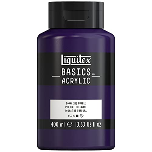Liquitex 4640186 Basics - Acrylfarbe, monopigmentierte Künstlerpigmente, lichtecht, mittlere Viskosität, Achivqualität, seidenglänzender Finish, 400ml Topf, Dioxazinpurpur von Liquitex