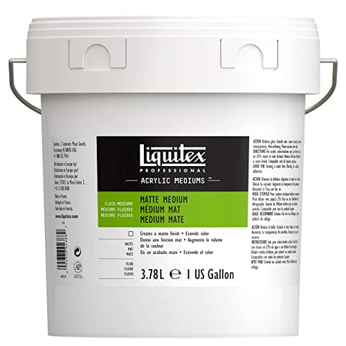 Liquitex 5036 Professional mattes Medium für Acrylfarben, verleiht Farben eine seidenmatte Oberfläche und reduziert den Glanz, flüssig - 3,78 Liter Eimer, Transparten von Liquitex