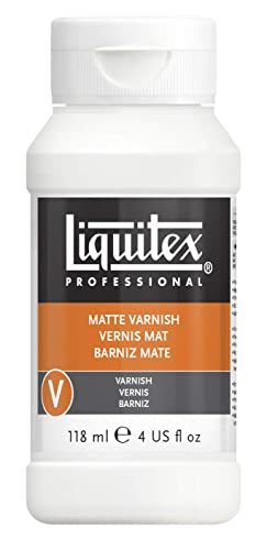 Liquitex 5204 Professional matter Firnis, Schlussfirnis für Acrylfarben - seidenmatte Oberfläche, nicht gilbend, alterungsbeständig, schnell trocknend, Archivqualität - 118ml Flasche, Farblos von Liquitex