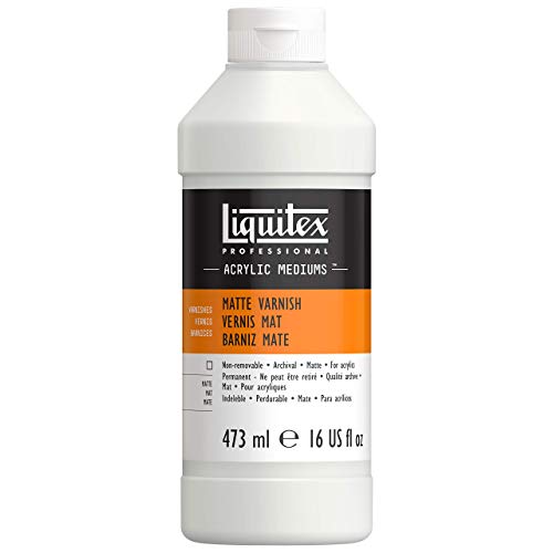 Liquitex 5216 Professional matter Firnis, Schlussfirnis für Acrylfarben - seidenmatte Oberfläche, nicht gilbend, alterungsbeständig, schnell trocknend, Archivqualität - 473ml Flasche, Farblos von Liquitex