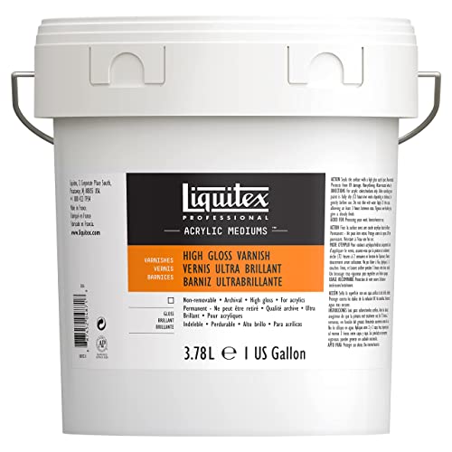 Liquitex 5836 Professional hochglänzender Firnis für Acrylfarben, hochelastisch, universell einsetzbarer Schlussfirnis in Archivqualität - 3,78 Liter Eimer, Transparent Hochglanzlack von Liquitex