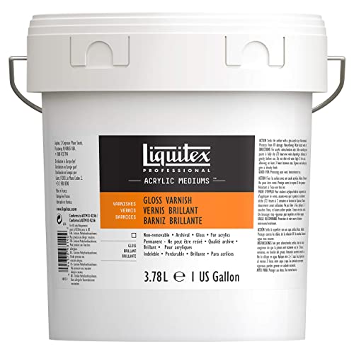 Liquitex 6236 Glanz Firniss, Fixativ für Acrylfarben, glänzender Oberflächenschutz, 3,78 Liter Eimer von Liquitex