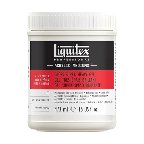 Liquitex 7416 Professional glänzendes sehr schweres Gel Medium für Acrylfarben, ideal für hohe Spitzen und skulpturierte Aufträge, hoher Oberflächenwiederstrand - 473ml Topf, Transparent glänzend von Liquitex