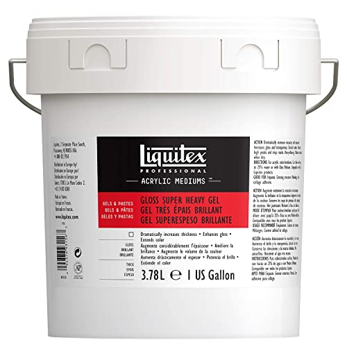 Liquitex 7436 Professional glänzendes sehr schweres Gel Medium für Acrylfarben, ideal für hohe Spitzen und skulpturierte Aufträge, hoher Oberflächenwiederstrand - 3,78 Liter, Transparent glänzend von Liquitex