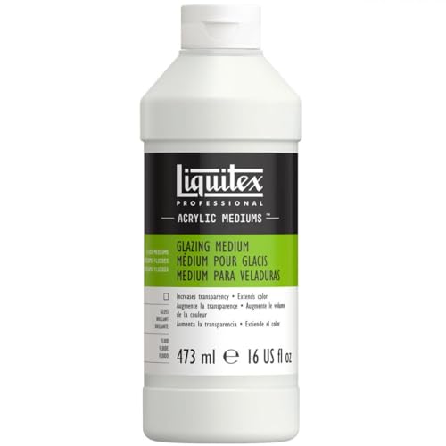 Liquitex 7516 Professional Lasur Medium für Acrylfarben - für dünne, transparente Glasuren und Lasureffekte, erzeugt maximale Transparenz - 473ml Flasche, Transparent von Liquitex