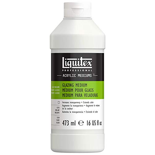 Liquitex 7516 Professional Lasur Medium für Acrylfarben - für dünne, transparente Glasuren und Lasureffekte, erzeugt maximale Transparenz - 473ml Flasche, Transparent von Liquitex