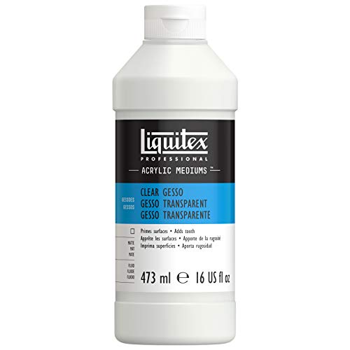 Liquitex 7616 Professional klares Gesso, Universalgrundierung für Acrylfarben, licht und alterungsbeständiger Primer, gebrauchsfertig - 473ml Flasche, transparent von Liquitex