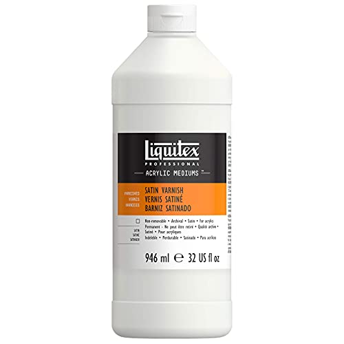 Liquitex 8232 Professional Seidenmatter Firnis für Öl- und Acrylfarben, permanent, hochelastisch, universell einsetzbarer Schlussfirnis in Archivqualität - 946ml Flasche, Transparent von Liquitex