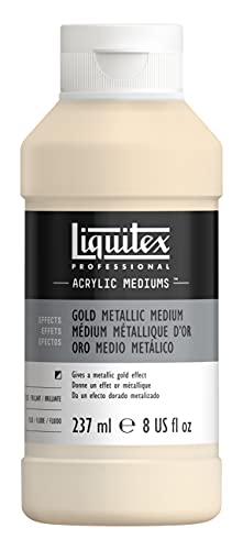 Liquitex 8408 Metallic Gold Medium für Acrylfarben, verleiht Acrylfarben metallische hochreflektierende Goldeffekt mit Brillanz , alterungsbeständig in Künstlerqualität- 237ml Flasche von Liquitex