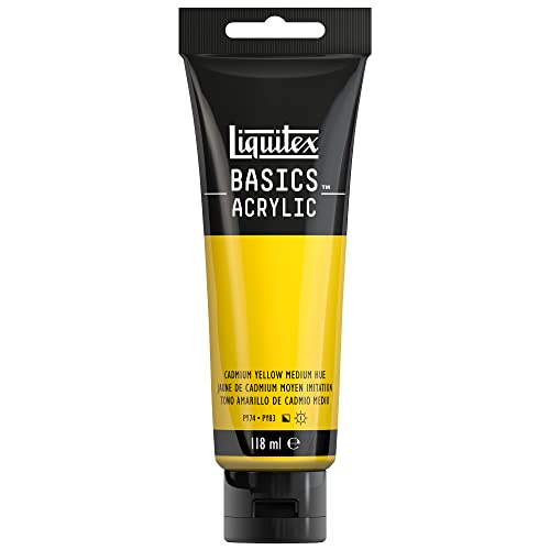 Liquitex 8870017 Basics - Acrylfarbe, monopigmentierte Künstlerpigmente, lichtecht, mittlere Viskosität, Archivqualität, seidenglänzender Finish, 118ml Tube - Kadmiumgelb Mittel Farbton Liquitex 8870017 Basics - Acrylfarbe, monopigmentierte Künstlerpigmente, lichtecht, mittlere Viskosität, Archivqualität, seidenglänzender Finish, 118ml Tube - Kadmiumgelb Mittel Farbton von Liquitex