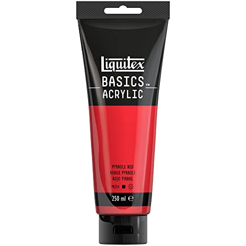 Liquitex 88700244 Basics - Acrylfarbe, monopigmentierte Künstlerpigmente, lichtecht, mittlere Viskosität, Archivqualität, seidenglänzender Finish, 250ml Tube - Pyrrolrot von Liquitex