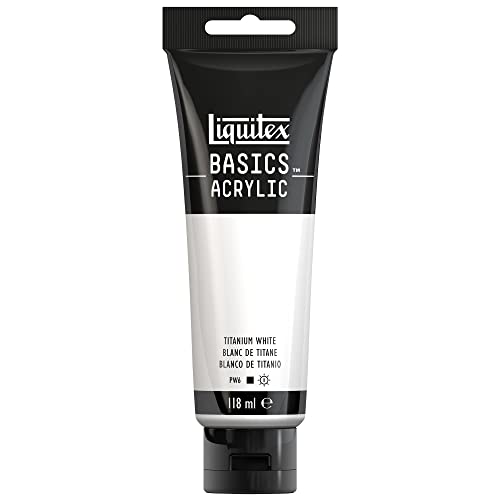 Liquitex 8870032 Basics Acrylfarbe Titanweiß – 118ml Tube, lichtecht, mittlere Viskosität, seidenglänzend, monopigmentiert, Archivqualität von Liquitex