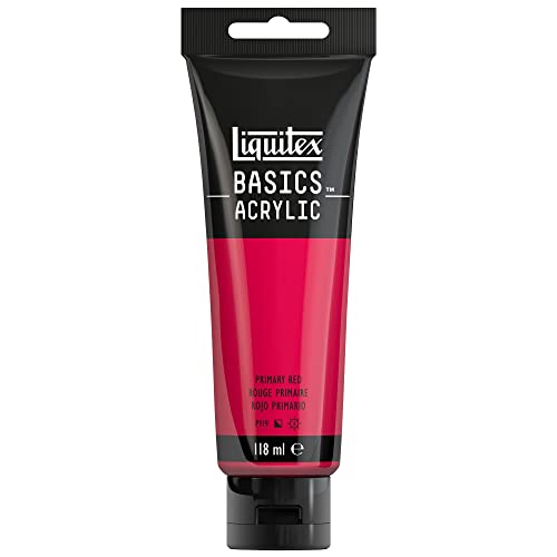Liquitex 8870040 Basics Acrylfarbe Primärrot – 118ml Tube, lichtecht, mittlere Viskosität, seidenglänzend, monopigmentiert, Archivqualität von Liquitex