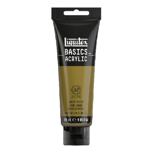 Liquitex 8870049 Basics - Acrylfarbe, monopigmentierte Künstlerpigmente, lichtecht, mittlere Viskosität, Archivqualität, seidenglänzender Finish, 118ml Tube - Bronzegelb, Acrylfarbe - 118ml Tube von Liquitex