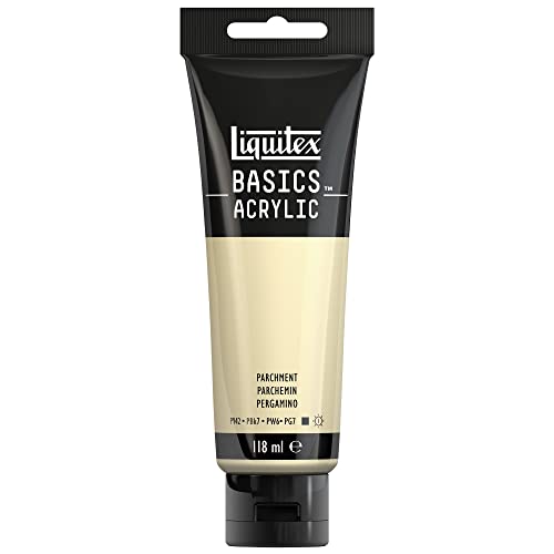 Liquitex 8870058 Basics - Acrylfarbe, monopigmentierte Künstlerpigmente, lichtecht, mittlere Viskosität, Archivqualität, seidenglänzender Finish, 118ml Tube - Pergament von Liquitex