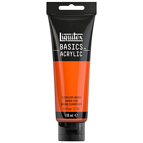 Liquitex 8870070 Basics - Acrylfarbe, monopigmentierte Künstlerpigmente, lichtecht, mittlere Viskosität, Archivqualität, seidenglänzender Finish, 118ml Tube - Orange Fluo, Acrylfarbe - 118ml Tube von Liquitex