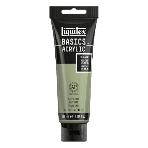 Liquitex 8870079 Basics - Acrylfarbe, monopigmentierte Künstlerpigmente, lichtecht, mittlere Viskosität, Archivqualität, seidenglänzender Finish, 118ml Tube - Graugrün von Liquitex