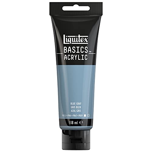 Liquitex 8870081 Basics - Acrylfarbe, monopigmentierte Künstlerpigmente, lichtecht, mittlere Viskosität, Archivqualität, seidenglänzender Finish, 118ml Tube - Blaugrau von Liquitex