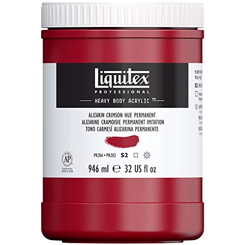 Liquitex 8870253 Professional Heavy Body Acrylfarbe in Künstlerqualität mit ausgezeichneter Lichtechtheit in buttriger Konsistenz, 946ml Topf - Karmesinrot permanent Imit. von Liquitex