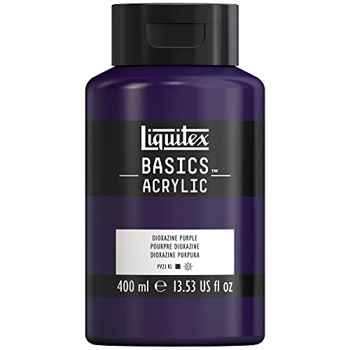 Liquitex 8870323 Basics - Acrylfarbe, monopigmentierte Künstlerpigmente, lichtecht, mittlere Viskosität, Archivqualität, seidenglänzender Finish, 400ml Flasche - Dioxazinpurpur, 400ml Topf von Liquitex