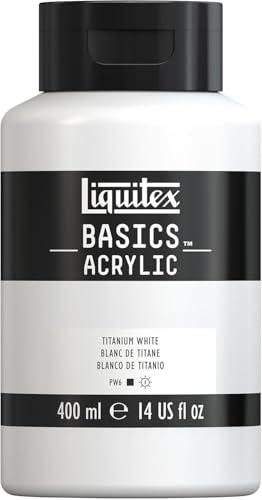 Liquitex 8870337 Basics - Acrylfarbe, monopigmentierte Künstlerpigmente, lichtecht, mittlere Viskosität, Archivqualität, seidenglänzender Finish, 400ml Flasche - Titanweiß Liquitex 8870337 Basics - Acrylfarbe, monopigmentierte Künstlerpigmente, lichtecht, mittlere Viskosität, Archivqualität, seidenglänzender Finish, 400ml Flasche - Titanweiß von Liquitex