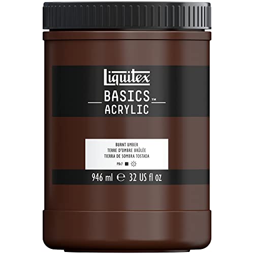 Liquitex 8870357 Basics - Acrylfarbe, monopigmentierte Künstlerpigmente, lichtecht, mittlere Viskosität, Archivqualität, seidenglänzender Finish, 946ml Topf - Umbra Gebrannt von Liquitex