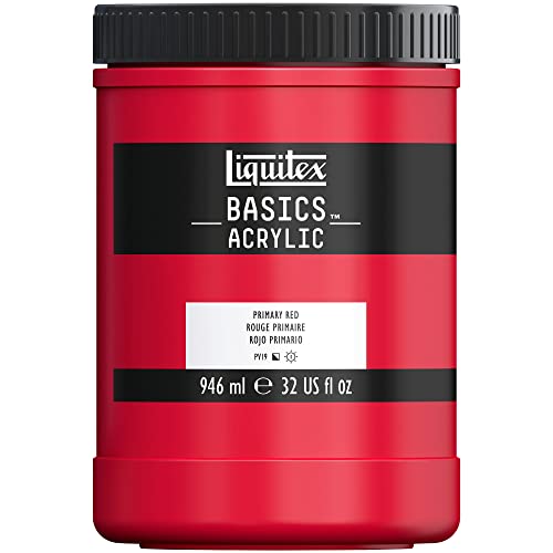 Liquitex 8870363 Basics - Acrylfarbe, monopigmentierte Künstlerpigmente, lichtecht, mittlere Viskosität, Archivqualität, seidenglänzender Finish, 946ml Topf - Primärrot Liquitex 8870363 Basics - Acrylfarbe, monopigmentierte Künstlerpigmente, lichtecht, mittlere Viskosität, Archivqualität, seidenglänzender Finish, 946ml Topf - Primärrot von Liquitex
