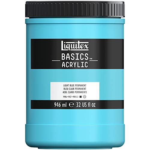Liquitex 8870368 Basics - Acrylfarbe, monopigmentierte Künstlerpigmente, lichtecht, mittlere Viskosität, Archivqualität, seidenglänzender Finish, 946ml Topf - Hellblau Permanent Liquitex 8870368 Basics - Acrylfarbe, monopigmentierte Künstlerpigmente, lichtecht, mittlere Viskosität, Archivqualität, seidenglänzender Finish, 946ml Topf - Hellblau Permanent von Liquitex