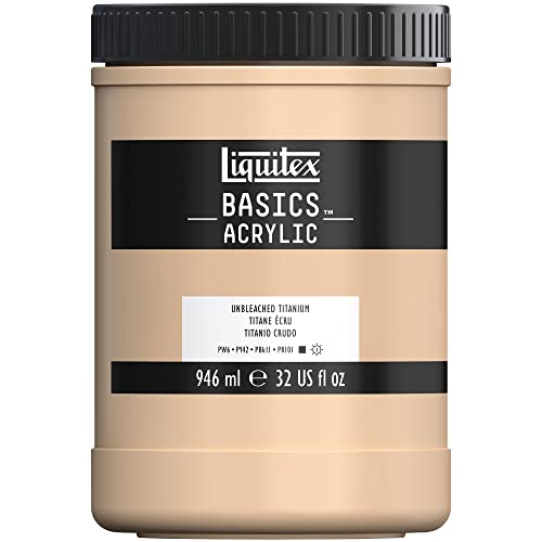 Liquitex 8870371 Basics - Acrylfarbe, monopigmentierte Künstlerpigmente, lichtecht, mittlere Viskosität, Archivqualität, seidenglänzender Finish, 946ml Topf - Ungebleichtes Titan Liquitex 8870371 Basics - Acrylfarbe, monopigmentierte Künstlerpigmente, lichtecht, mittlere Viskosität, Archivqualität, seidenglänzender Finish, 946ml Topf - Ungebleichtes Titan von Liquitex