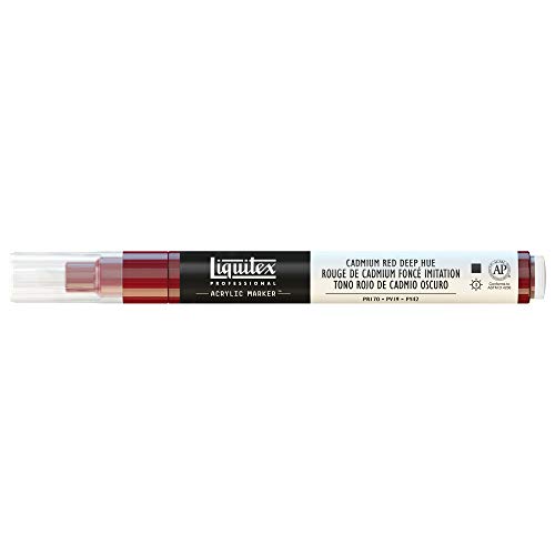 Liquitex 4620311 Professional Paint Marker, Acrylmarker mit hochpigmentierte Acrylfarbe auf Wasserbasis für den Innenbereich & Außenbereich, feine Spitze - Kadmiumrot dunkel Farbton von Liquitex