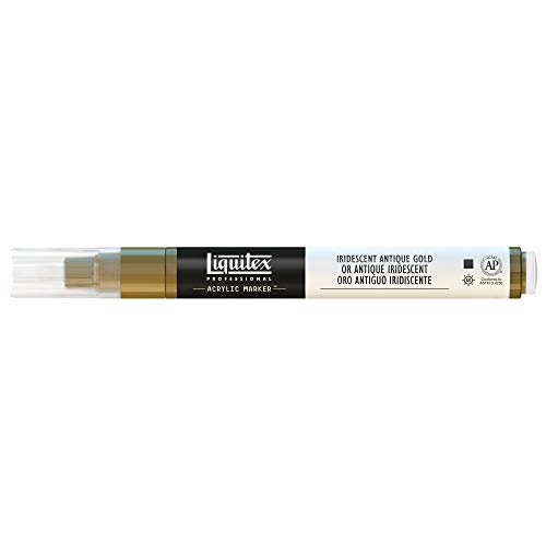 Liquitex 4620237 Professional Paint Marker, Acrylmarker mit hochpigmentierte Acrylfarbe auf Wasserbasis für den Innenbereich & Außenbereich, feine Spitze - Irisierendes Antikes Gold von Liquitex