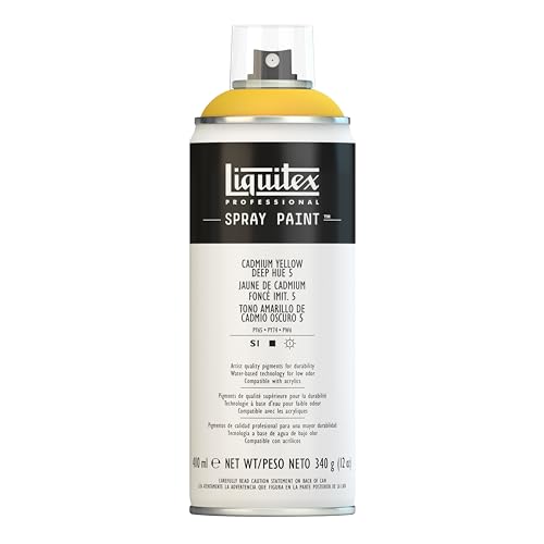Liquitex 4455163 Professional Acryl Spraydose 400ml – Kadmium - Gelb dunkel Imit. Nr. 5 – Lichtecht, frostbeständig, mattes Finish, für Innen- & Außenbereich von Liquitex