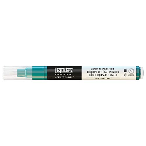 Liquitex 4620169 Professional Paint Marker, Acrylmarker mit hochpigmentierte Acrylfarbe auf Wasserbasis für den Innenbereich & Außenbereich, feine Spitze - Kobalttürkis Farbton von Liquitex