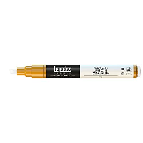 Liquitex 4620416 Professional Paint Marker, Acrylmarker mit hochpigmentierte Acrylfarbe auf Wasserbasis für den Innenbereich & Außenbereich, feine Spitze - Oxidgelb von Liquitex