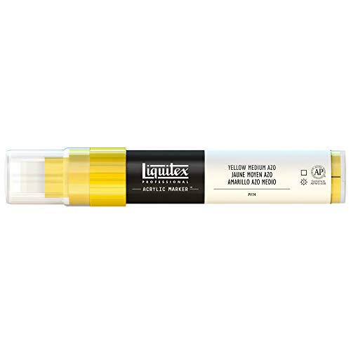 Liquitex 4610412 Professional Paint Marker, Acrylmarker mit hochpigmentierte Acrylfarbe auf Wasserbasis für den Innenbereich & Außenbereich, breite Spitze - Gelb mittel Azo von Liquitex