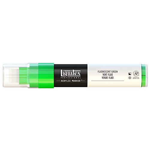 Liquitex 4610985 Professional Paint Marker, Acrylmarker mit hochpigmentierte Acrylfarbe auf Wasserbasis für den Innenbereich & Außenbereich, breite Spitze - Grün fluoreszierend von Liquitex