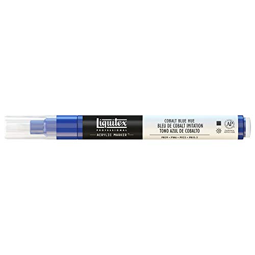 Liquitex 4620381 Professional Paint Marker, Acrylmarker mit hochpigmentierte Acrylfarbe auf Wasserbasis für den Innenbereich & Außenbereich, feine Spitze - Kobaltblau Farbton von Liquitex